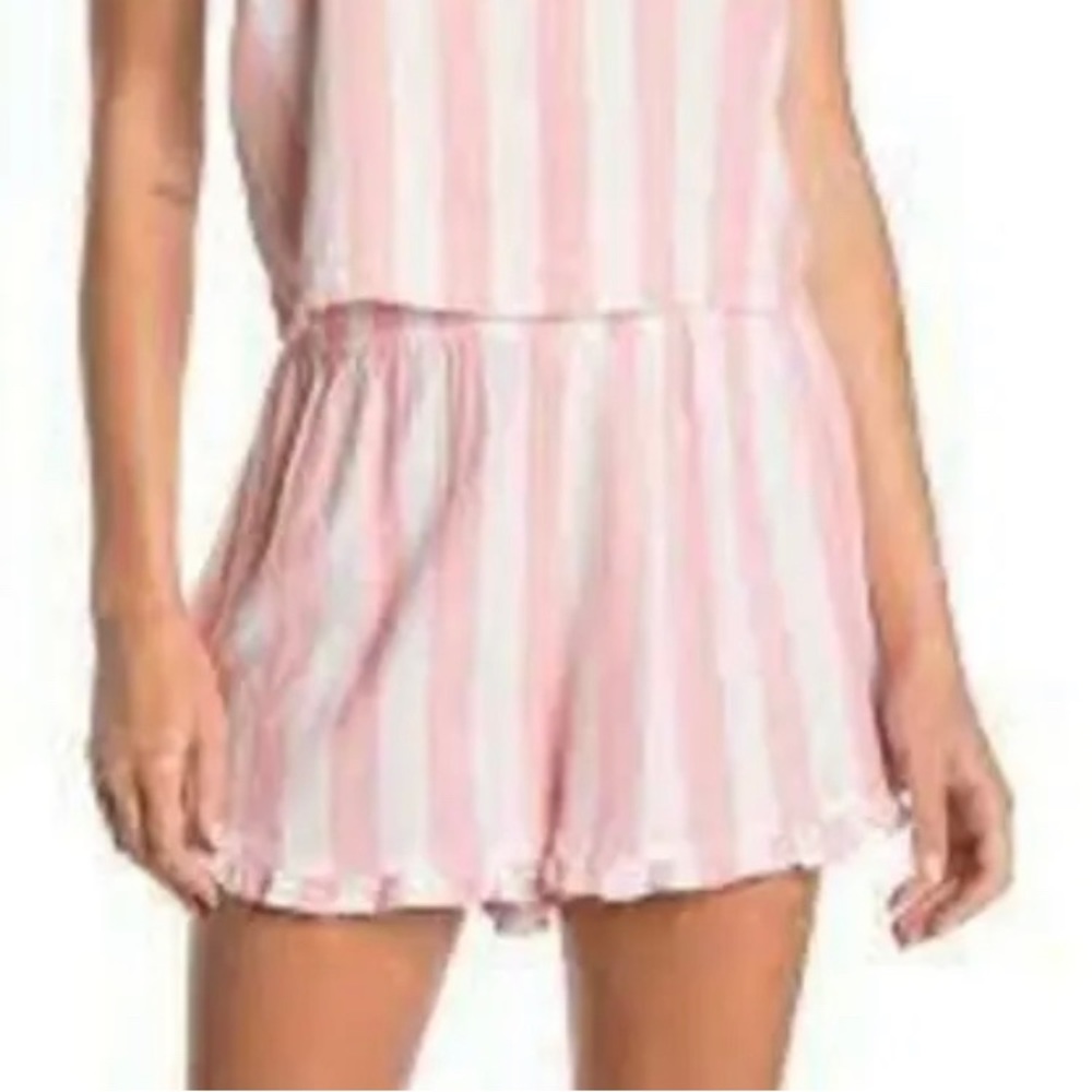Abound  Women's Linen Blend Tank Top Pink & White Cabana Stripe Size S‎ NWT 5662